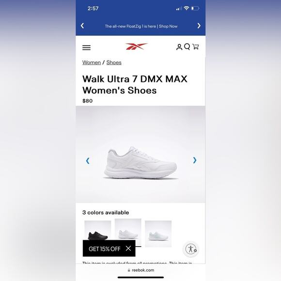 Reebok Walk Ultra 7 DMX Max Women's White Shoes- 9.5 - Picture 8 of 9